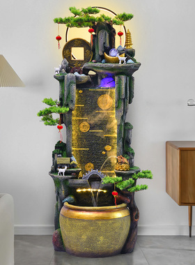 客厅办公室落地假山流水鱼缸摆件