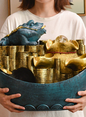 金蟾貔貅招财喷泉摆件