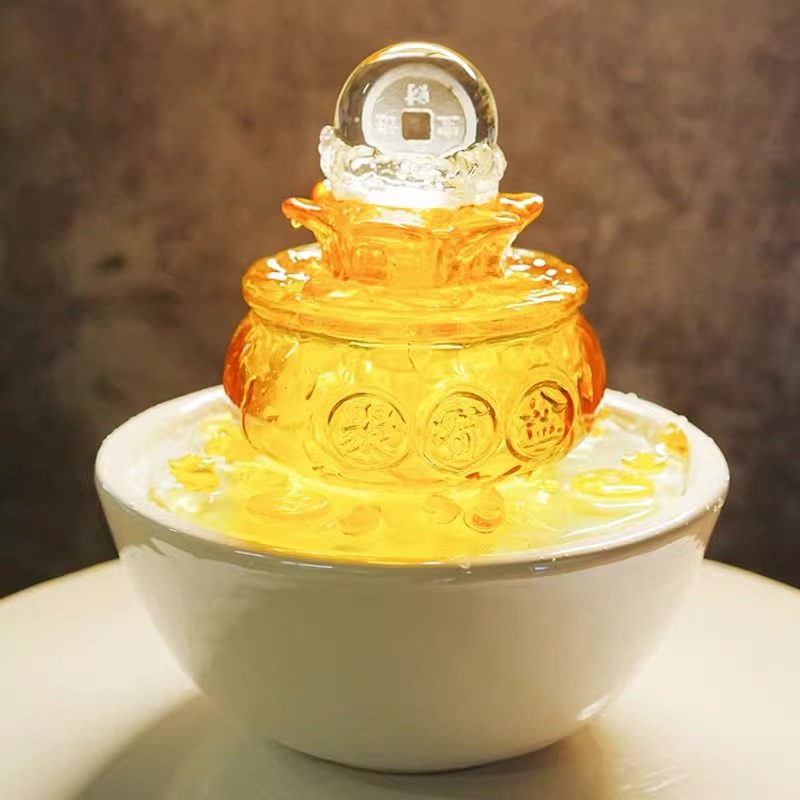 小型治愈系桌面流水喷泉摆件办公室招财转运聚宝盆送朋友同事,淘宝优惠券,粉丝福利购,淘宝优惠卷