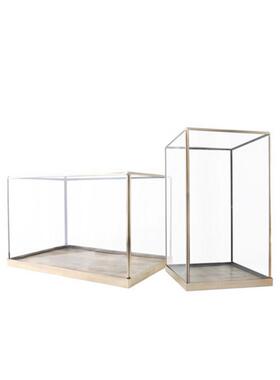 轻奢玻璃罩子展示盒展会柜台工艺品防尘样板房间铜底座装饰品摆件