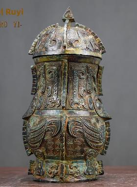 御如意彷古青铜器妇好鸮纹觯纯铜工艺品摆件家居装饰古玩收藏礼品