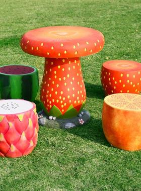 户外别墅玻璃纤维庭院花园摆件幼儿园雕塑水果创意桌椅园林景观装