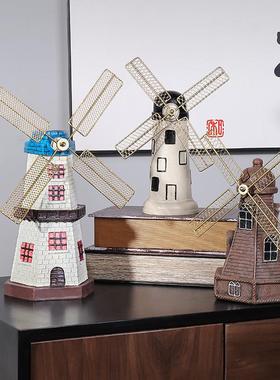 荷兰书柜风车模型覆古书架小摆件客厅装饰品电视柜柜子书柜摆设
