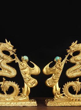 铜福字龙摆件 铜龙摆件 有底铜汉龙摆件 铜生肖龙摆件