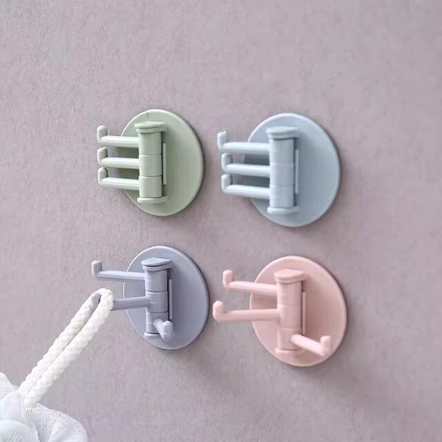 No hole-free 3-branch markless hook glue multi-function rotary hook kitchen bathroom wall three-fork hook