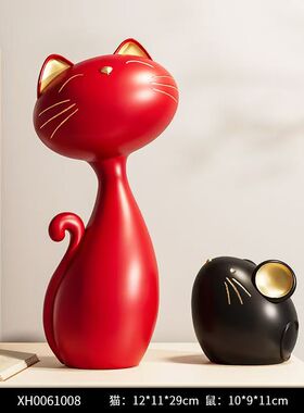 现代猫和老鼠创意摆件客厅电视柜酒柜家居软装饰品工艺品摆设新品
