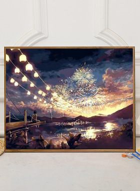 数字油画DIY手工填色数码画挂画植物花卉风景唯美装饰画工厂