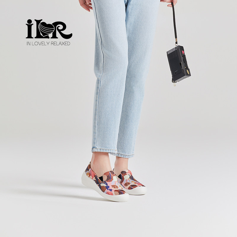 ILR因爱乐诗时尚印花坡跟乐福鞋女极简一脚蹬平底软底不累脚女鞋,淘宝优惠券,粉丝福利购,淘宝优惠卷