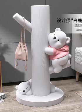 创意熊大型落地摆件客厅软装饰品玄关卧室衣帽置物架新居乔迁礼品