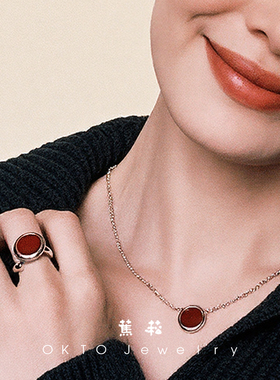 蕉菘OKTO【是自己的太阳】圆饼珐琅开口戒指复古百搭高级感指环女