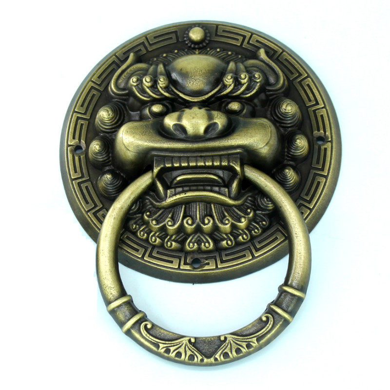 兽头门环拉手古铜实木仿古大门拉手门环庭院大门虎头中式仿古把手,淘宝优惠券,粉丝福利购,淘宝优惠卷