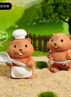 桌面树脂土拨鼠公仔可爱摆件原创