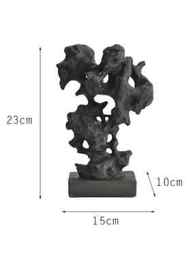 新中式假山摆件黑色仿太湖石装饰品售F楼中心样板房间玄关软装配