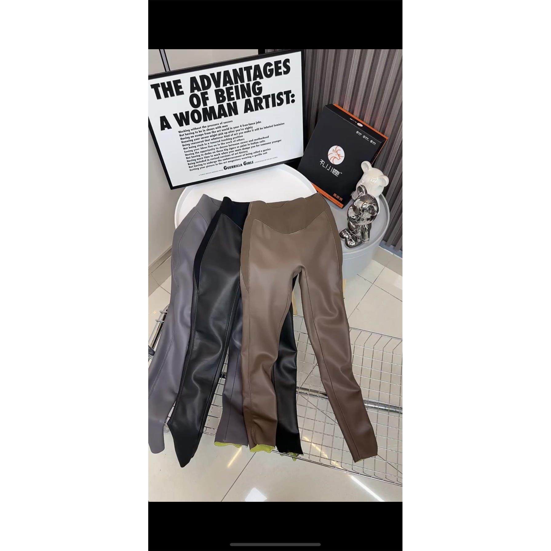 设计感拼接皮裤女外穿秋冬加绒时尚芭比裤紧身显瘦弹力高腰打底裤,淘宝优惠券,粉丝福利购,淘宝优惠卷