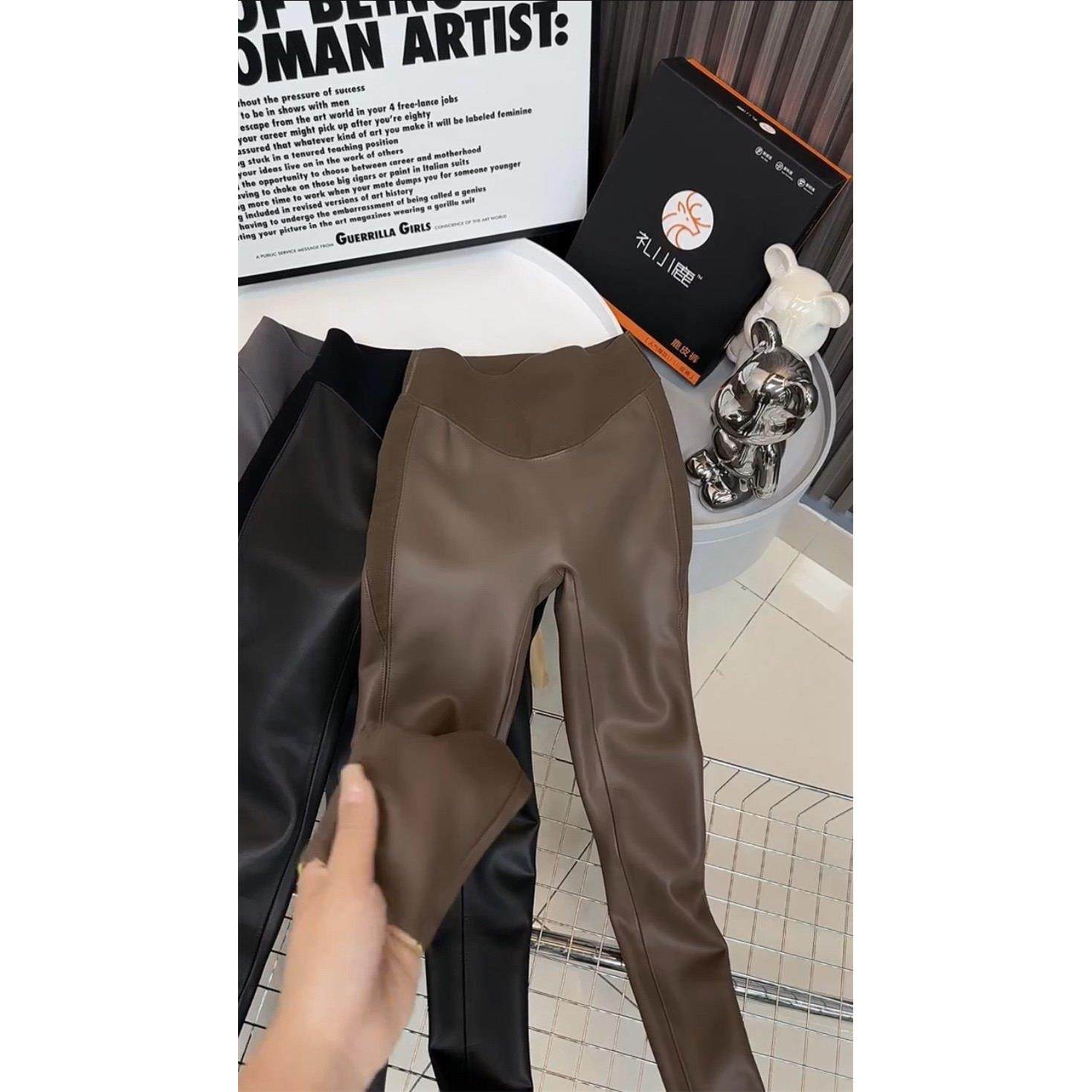 设计感拼接皮裤女外穿秋冬加绒时尚芭比裤紧身显瘦弹力高腰打底裤,淘宝优惠券,粉丝福利购,淘宝优惠卷