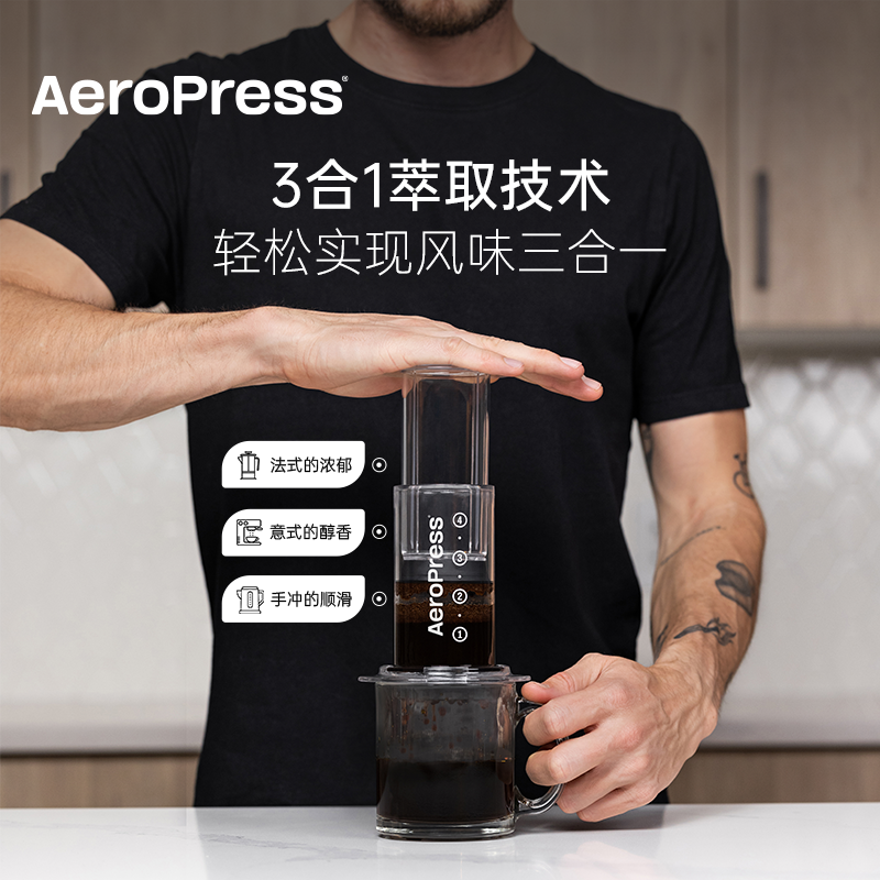 Aeropress爱乐压透明版咖啡机户外便携式手冲咖啡壶套装手动萃取