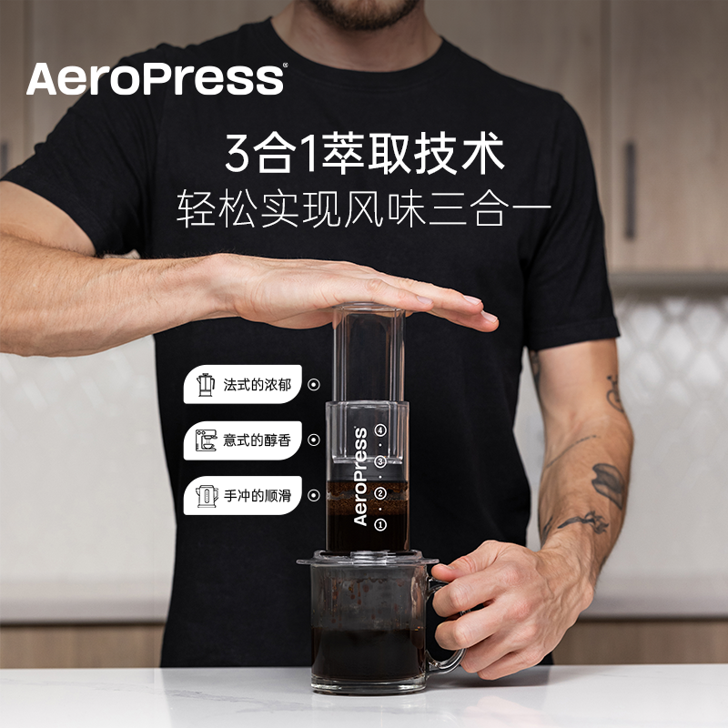 Aeropress爱乐压透明版咖啡机户外便携式手冲咖啡壶套装手动萃取 - 图0