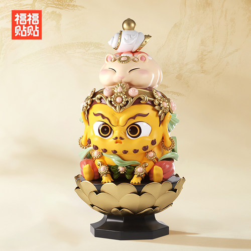 福福贴贴 手办底座盲盒展示架金莲宝座莲花佛像增高新年小礼物 - 图0