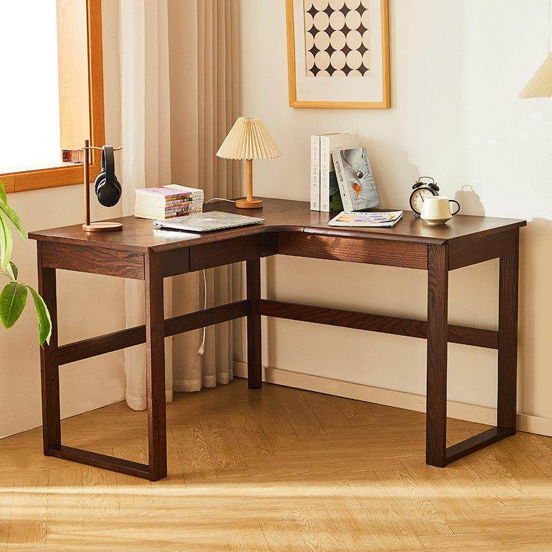 实木书桌书房简约转角靠墙电脑桌小户型家用学习桌橡木办公桌原木,淘宝优惠券,粉丝福利购,淘宝优惠卷