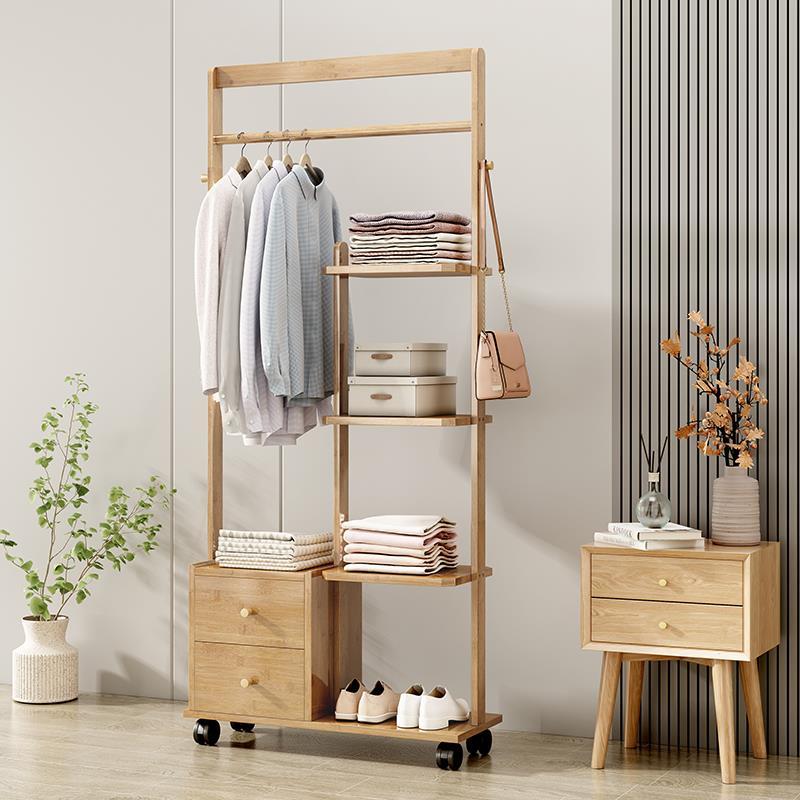 实木衣架落地衣帽架卧室家用挂衣架简易晾衣架房间放衣服架子室内 - 图2