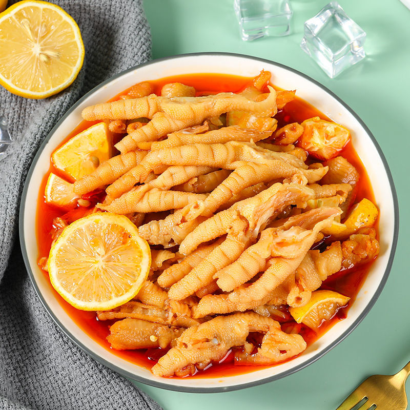 柠檬酸辣无骨鸡爪去骨凤爪泡椒脱骨网红麻辣即食卤味零食小吃批发 - 图0