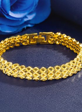 钻石之乡河南商丘网红手工爱心车花交叉手链24K金手链 时髦a2873