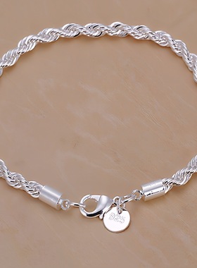 钻石之乡河南商丘直销气质银麻绳手链饰品欧美热卖闪扭绳手a0088