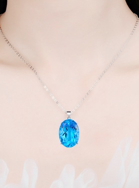 钻石之乡河南商丘欧美热卖海蓝钻吊坠托帕石蓝宝石吊坠蛋形a0159