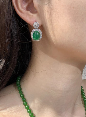 天然玉髓玛瑙鸽子蛋耳钉铜镀银镶嵌耳坠高级感铜镀银925耳针a3140