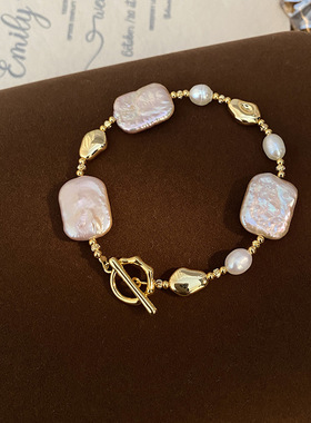 天然紫色巴洛克淡水珍珠吊坠项链女轻奢小众时尚气质设计感a5011