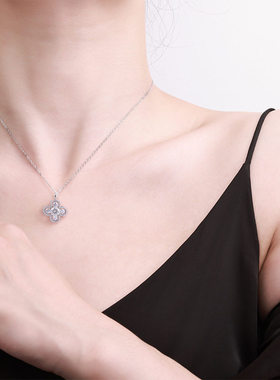 河南钻石商丘人工钻石S925四叶草项链设计感百搭简约轻奢高a2596