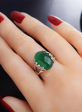 钻石之乡河南商丘椭圆钻开口个性活口玉髓大宝石红石榴石黄a0072