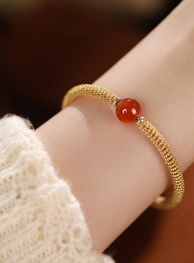 抖音爆款经典红色玛瑙绕线手镯饰品女手串厂家a2967