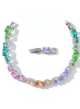 钻石之乡河南商丘人工钻石吱吱响简约镶圆形气质精致手链百a2585