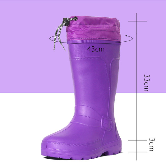 防水加绒雪地靴防滑保暖雨靴学生韩版靴EVA一体鞋厨房洗衣洗车鞋