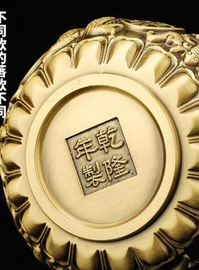 纯铜聚宝盆招财摆件中式家用客厅玄关装饰礼品聚财黄铜米缸存钱罐