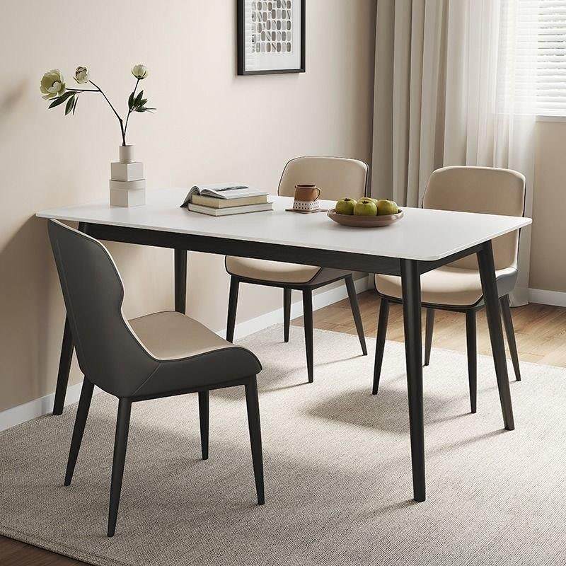 极简岩板餐桌椅组合成套意式轻奢加厚框架纯白岩板小户型家用饭桌,淘宝优惠券,粉丝福利购,淘宝优惠卷