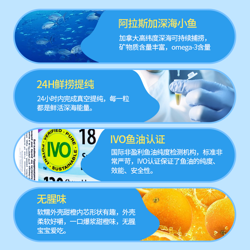 进口webber伟博儿童鱼油深海omega3高含量DHA脑黄金IVO旗舰店正品 - 图2