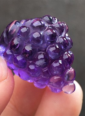 天然紫水晶透体吊坠水滴随形花朵貔貅葡萄原石打磨手机链挂件饰品