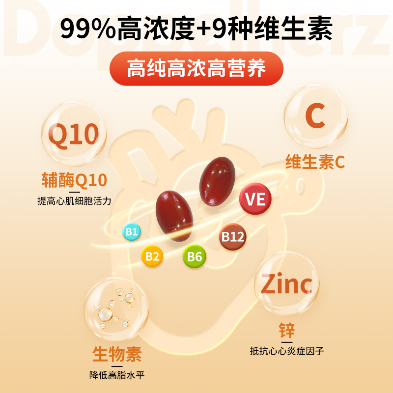 德国双心辅酶q10胶囊ql0心脏中老年成人coq10心脑血管30粒*3盒 - 图0