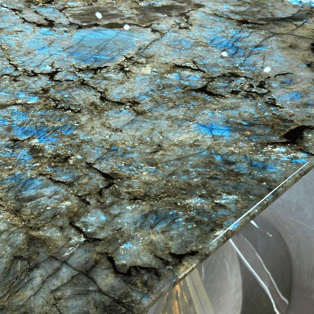 进口天然蓝翡翠奢石餐桌高端天然拉长石别墅豪宅飞碟大理石餐桌,淘宝优惠券,粉丝福利购,淘宝优惠卷