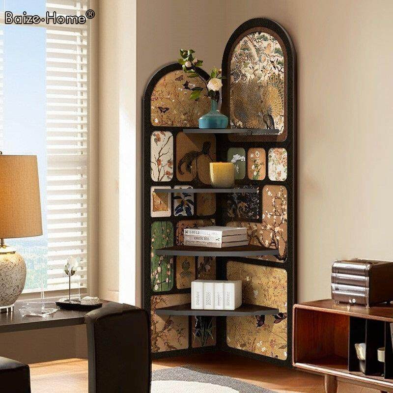 中古墙角转角柜子置物架床头落地摆件装饰书架客厅收纳多层三角柜,淘宝优惠券,粉丝福利购,淘宝优惠卷