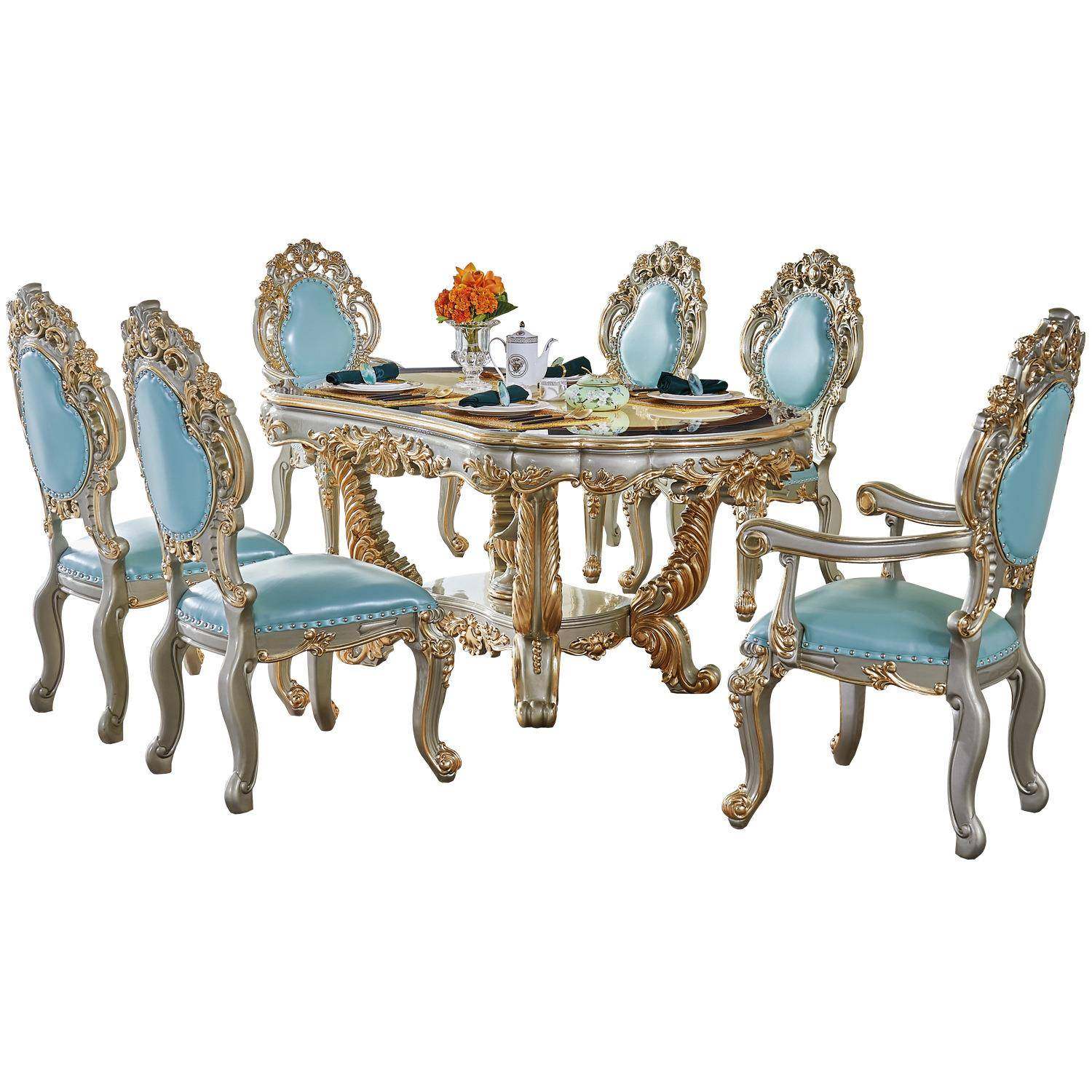 实木长餐桌餐椅组合大小户型家用餐厅欧式实木雕花长餐桌真皮餐椅,淘宝优惠券,粉丝福利购,淘宝优惠卷