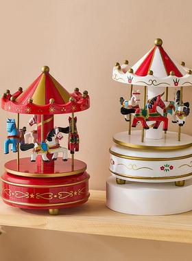 旋转木马八音盒摆件少女心房间布置客厅书房桌面装饰儿童生日礼物