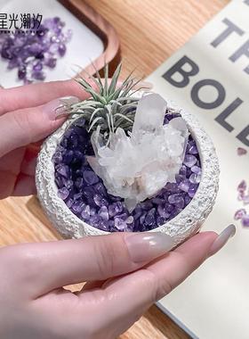 星光潮汐办公室桌面摆件白水晶净化装饰品客厅玄关小摆件乔迁礼物