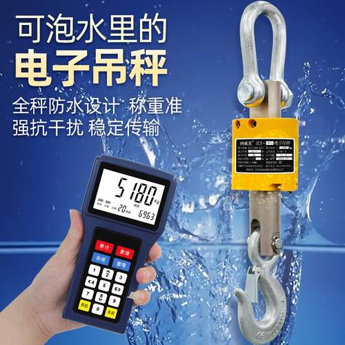 纳威克无线 线防水电子吊秤打印吊称OCS-QS 3吨5T吊钩秤行车磅挂 - 图0