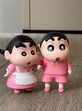 情侣蜡笔小新桌面摆件入户门创意装饰客厅电视柜新家乔迁布置装饰