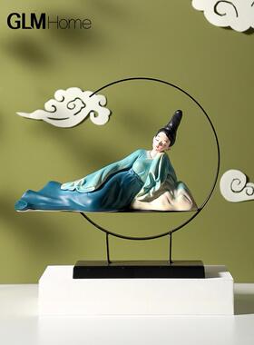 新的中国风创意祇有这个绿色女士艺术饰品可访问豪华家庭客厅酒柜