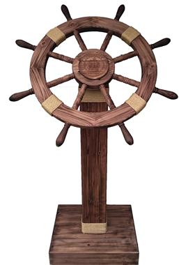 领航舵乔迁开业礼品舵手办公室落地摆件店铺木质船舵客厅酒店装饰