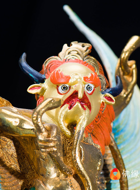 极速现代用品仿尼l泊尔 铜鎏金彩绘铜像铜像 7寸大鹏金翅鸟摆件